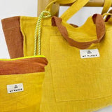 Mustard Linen <tc>Pack</tc> Shopper Bag + <tc>Toiletry Bag</tc>