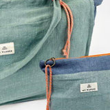 Green Linen <tc>Pack</tc> Medium Bag + <tc>Toiletry Bag</tc>