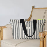 Gray Stripes Small Shopper Bag