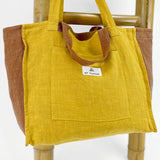 Mustard Linen <tc>Pack</tc> Shopper Bag + <tc>Toiletry Bag</tc>