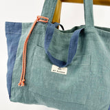 Green Linen <tc>Pack</tc> Shopper Bag and <tc>Toiletry Bag</tc>