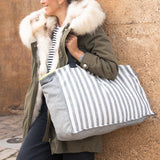 Gray Stripes Medium Travel Bag